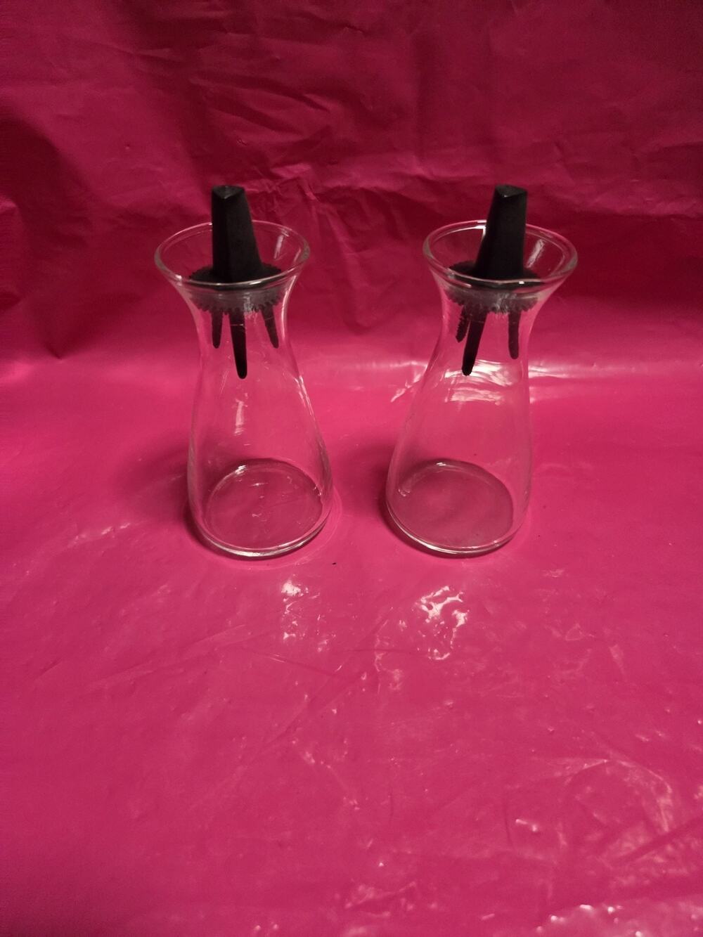 Vintage Pyrex Atomic MCM Salt and Pepper Shaker 4 Gold Stripes
